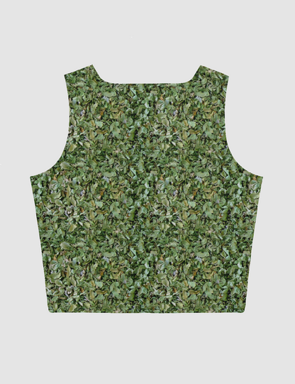 Green Leaves Texture | Women's Sleeveless Fitted Crop Top OniTakai