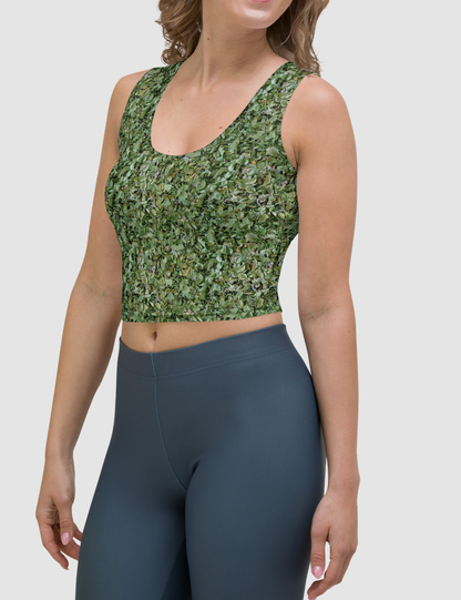 Green Leaves Texture | Women's Sleeveless Fitted Crop Top OniTakai