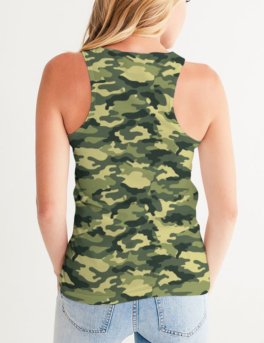Green Military Camouflage Print | Women's Premium Fitted Tank Top OniTakai
