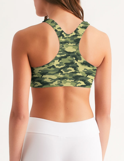 Green Military Camouflage Print | Women's Standard Sports Bra OniTakai