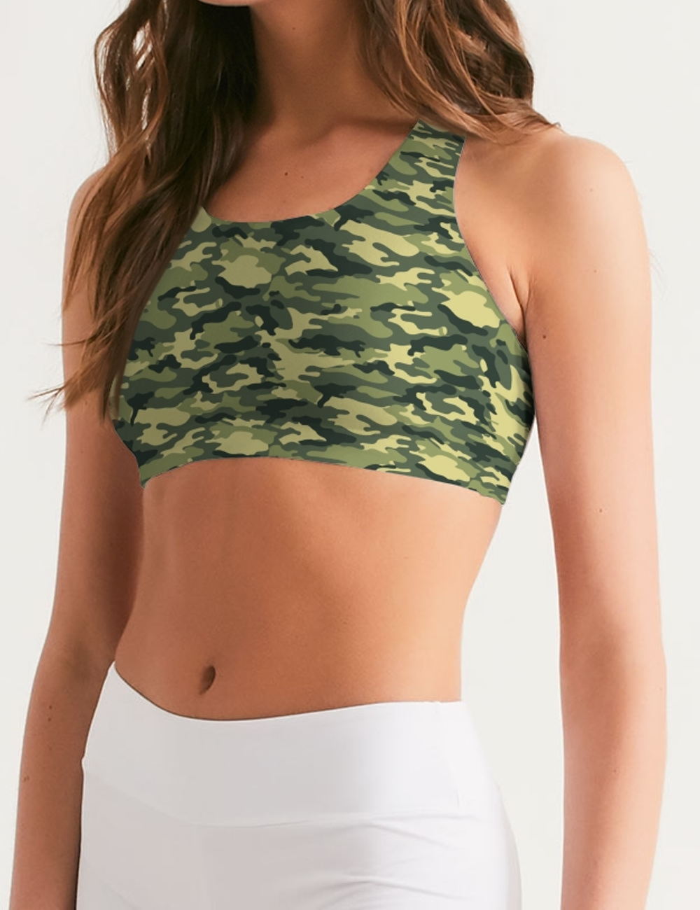Green Military Camouflage Print | Women's Standard Sports Bra OniTakai