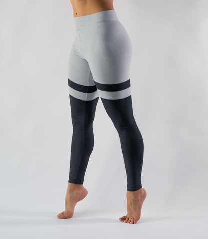Grey And Black Thigh Striped | Women's Standard Yoga Leggings OniTakai