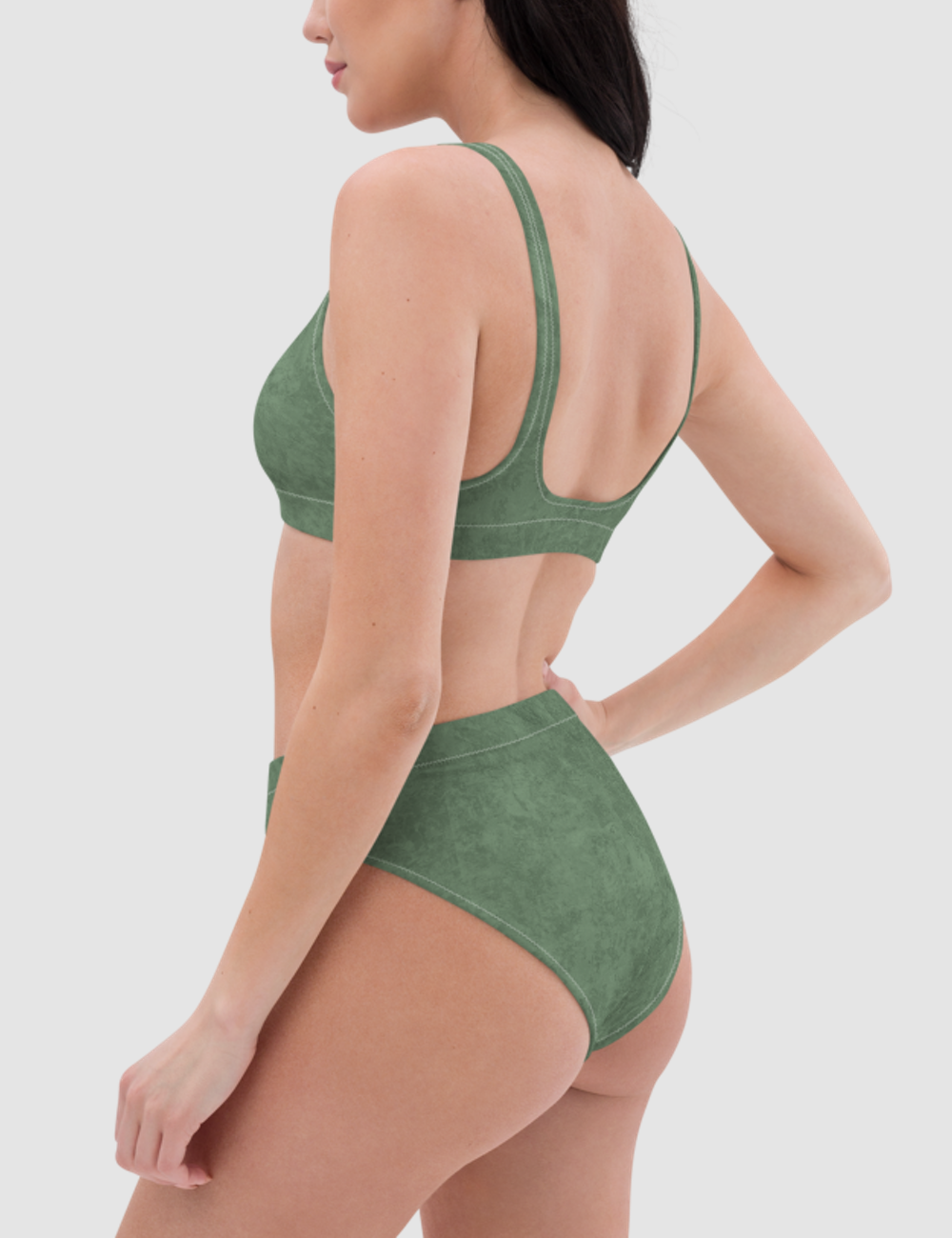 Grunge Army Green Matte | Women's Essential High-Waisted Bikini OniTakai