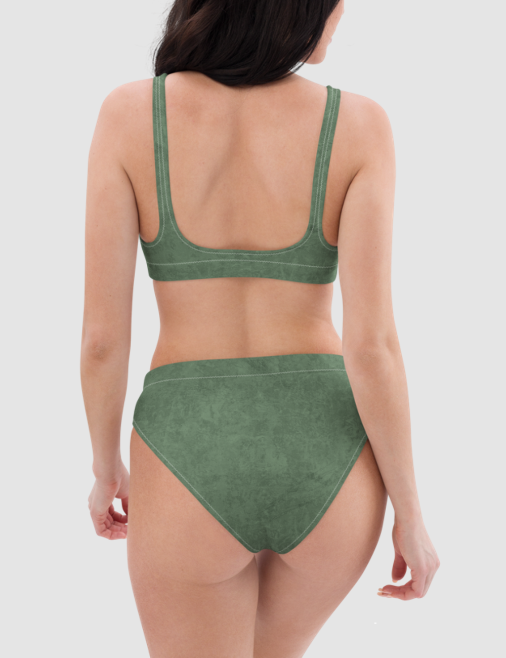 Grunge Army Green Matte | Women's Essential High-Waisted Bikini OniTakai