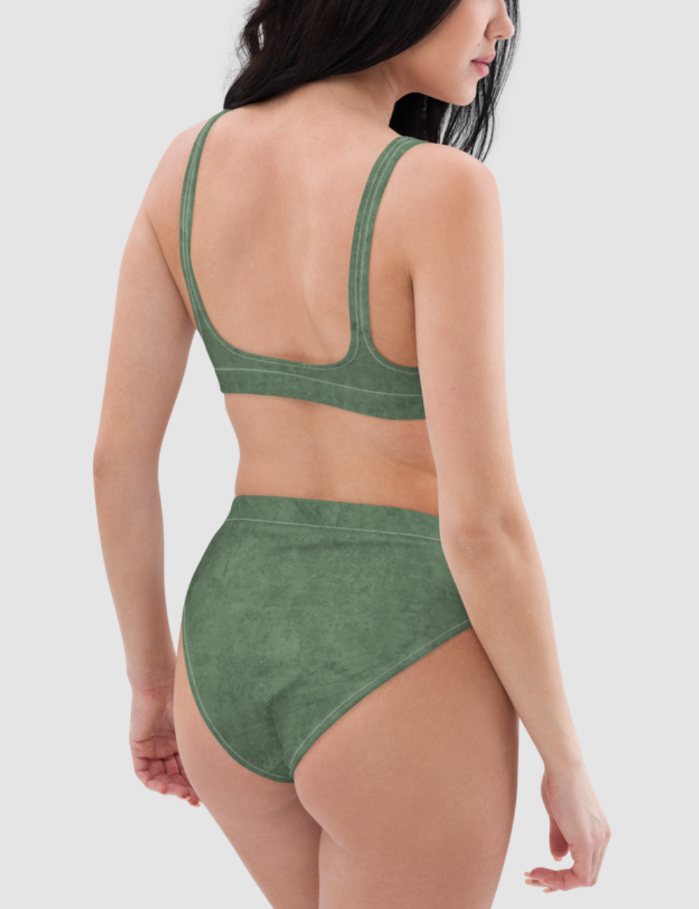 Grunge Army Green Matte | Women's Essential High-Waisted Bikini OniTakai