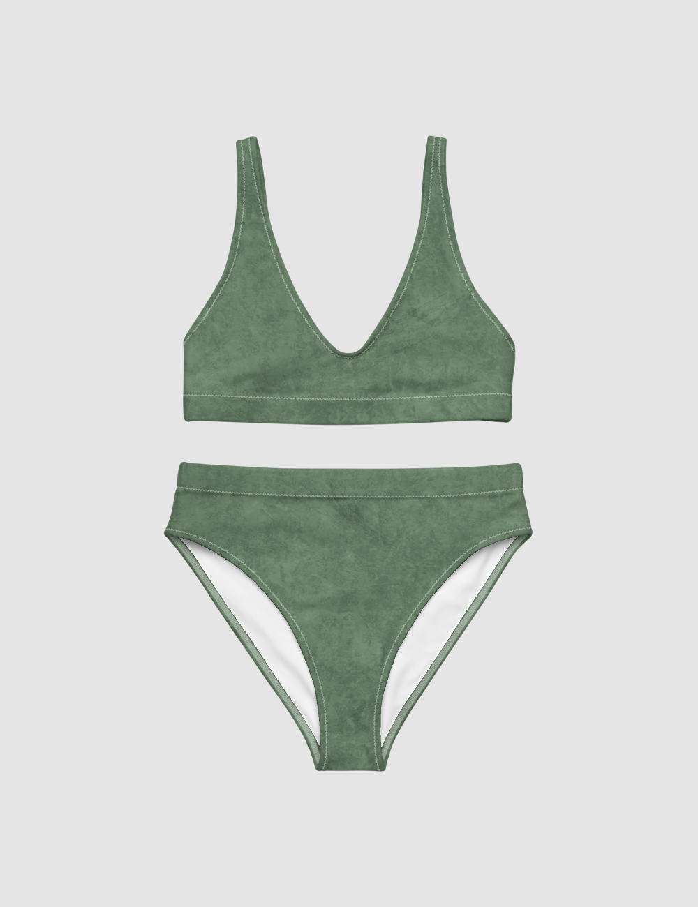 Grunge Army Green Matte | Women's Essential High-Waisted Bikini OniTakai