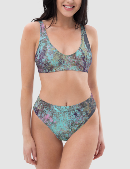 Grunge Painted Abstract | Women's Essential High-Waisted Bikini OniTakai