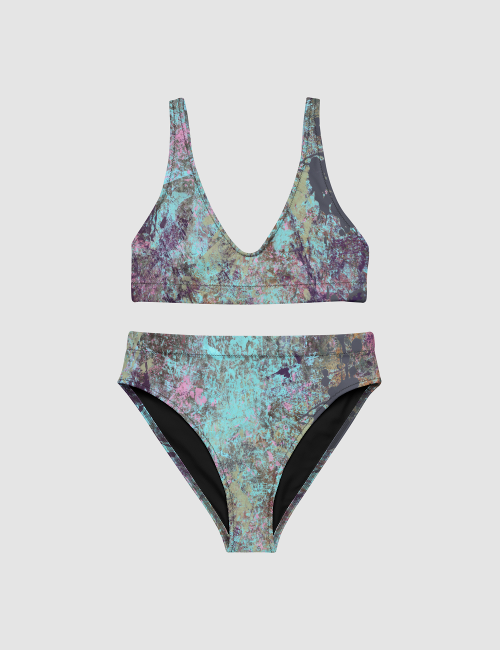 Grunge Painted Abstract | Women's Essential High-Waisted Bikini OniTakai