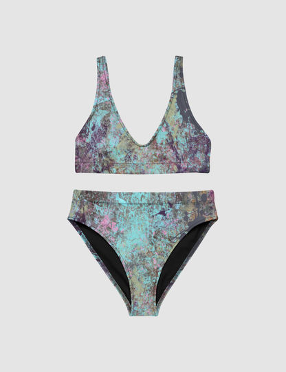 Grunge Painted Abstract | Women's Essential High-Waisted Bikini OniTakai