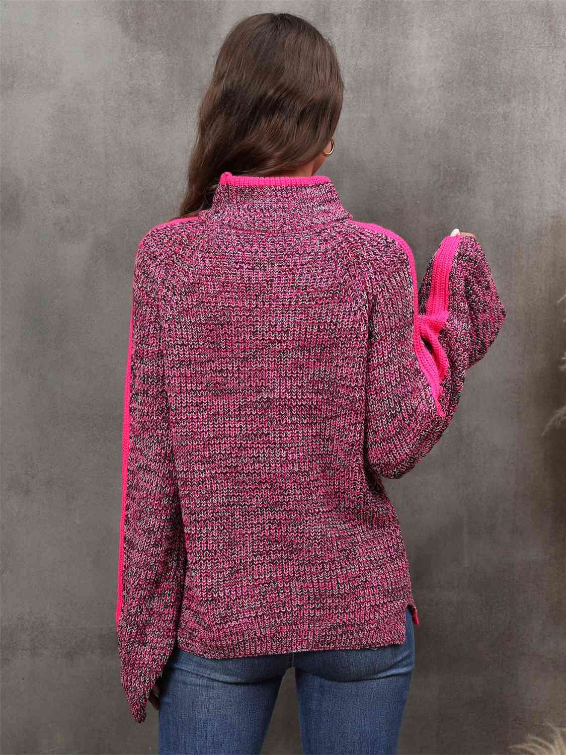 Heathered Turtleneck Long Sleeve Sweater OniTakai