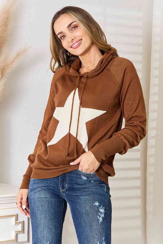 Heimish Full Size Star Graphic Hooded Sweater OniTakai
