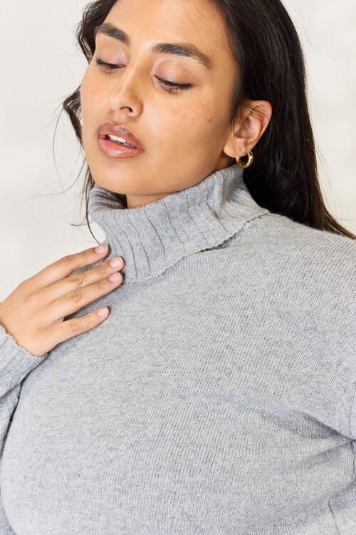 Heimish Full Size Turtleneck Long Sleeve Slit Sweater OniTakai