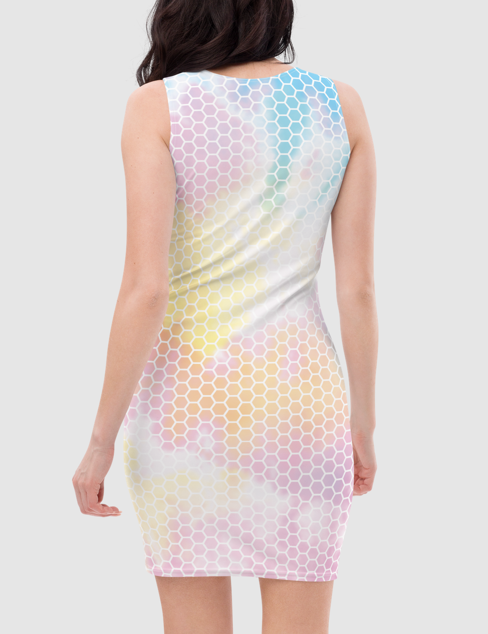 Honeycomb Tie Dye Women's Sleeveless Fitted Sublimated Dress OniTakai