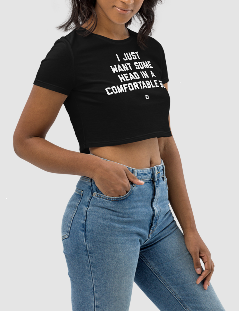 I Just Want Some Head In A Comfortable Bed Women's Fitted Crop Top T-Shirt OniTakai