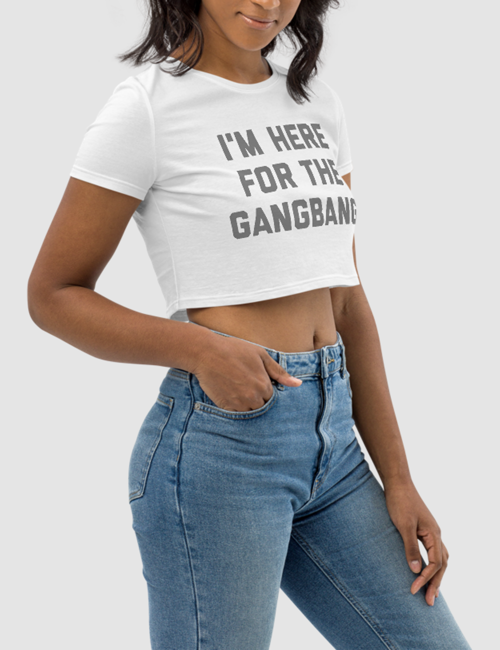 I'm Here For The Gangbang Women's Fitted Crop Top T-Shirt OniTakai
