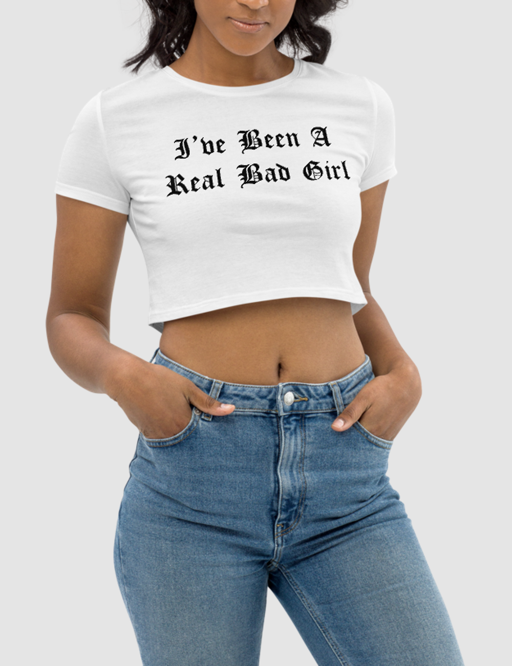 I've Been A Real Bad Girl Women's Fitted Crop Top T-Shirt OniTakai