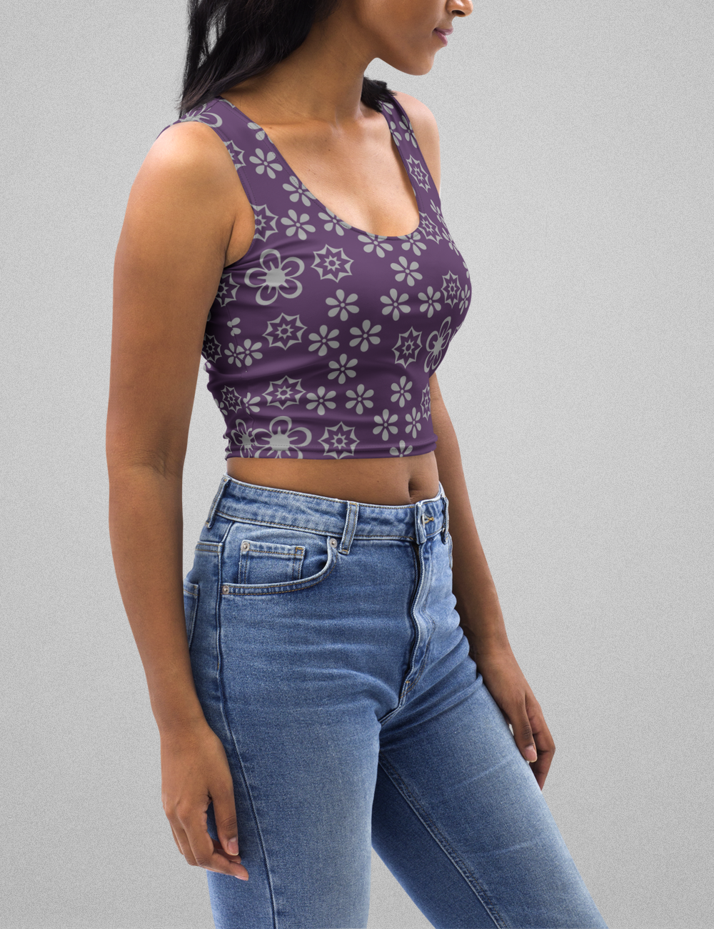 Imperial Purple Gentry | Women's Sleeveless Fitted Crop Top OniTakai