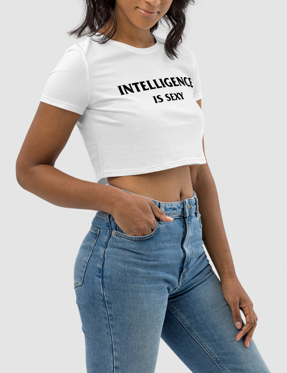 Intelligence Is Sexy Women's Fitted Crop Top T-Shirt OniTakai