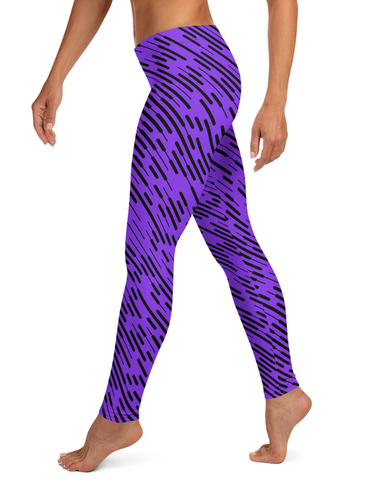 Irregular Purple Grid Lines Low Waist Yoga Leggings OniTakai