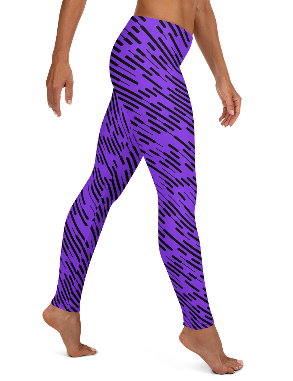 Irregular Purple Grid Lines Low Waist Yoga Leggings OniTakai