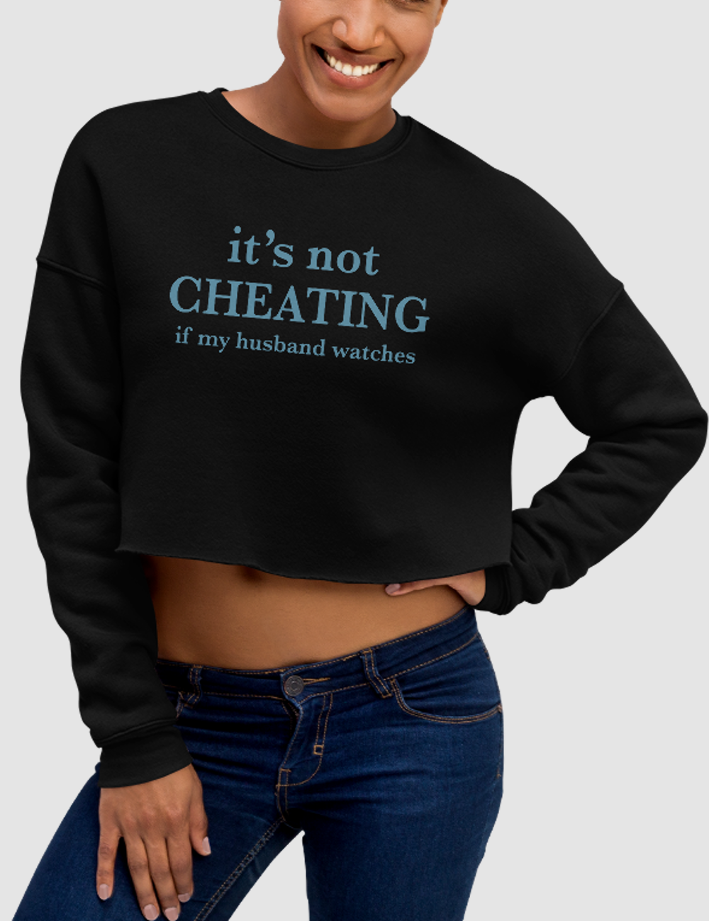 It's Not Cheating If My Husband Watches Crop Sweatshirt OniTakai