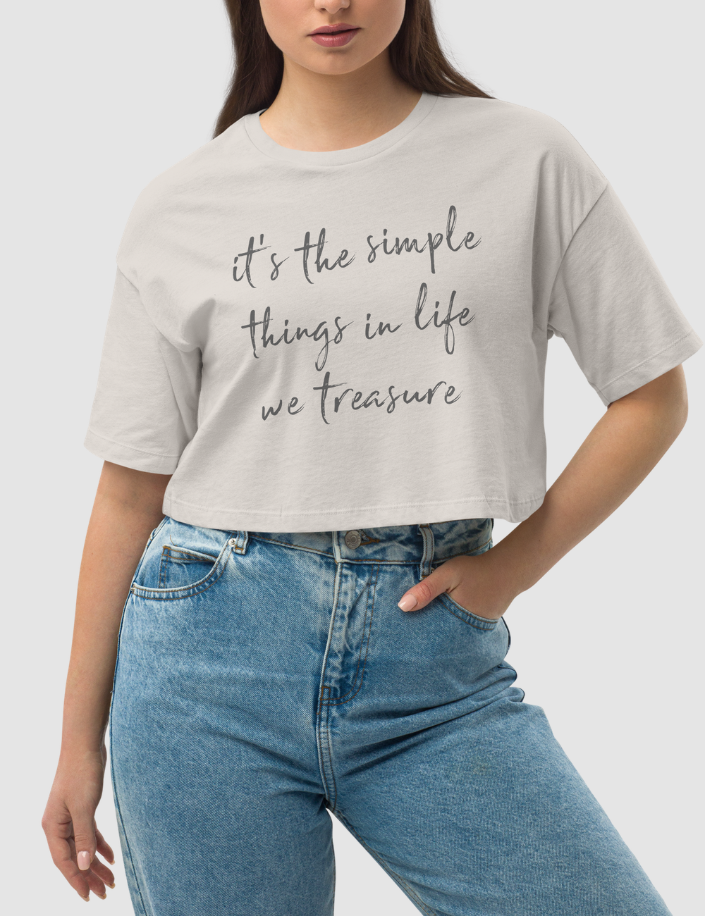 It's The Simple Things In Life We Treasure | Women's Loose Fit Crop Top T-Shirt OniTakai