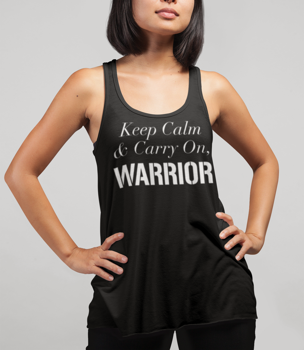 Keep Calm And Carry On Warrior Women's Cut Racerback Tank Top OniTakai