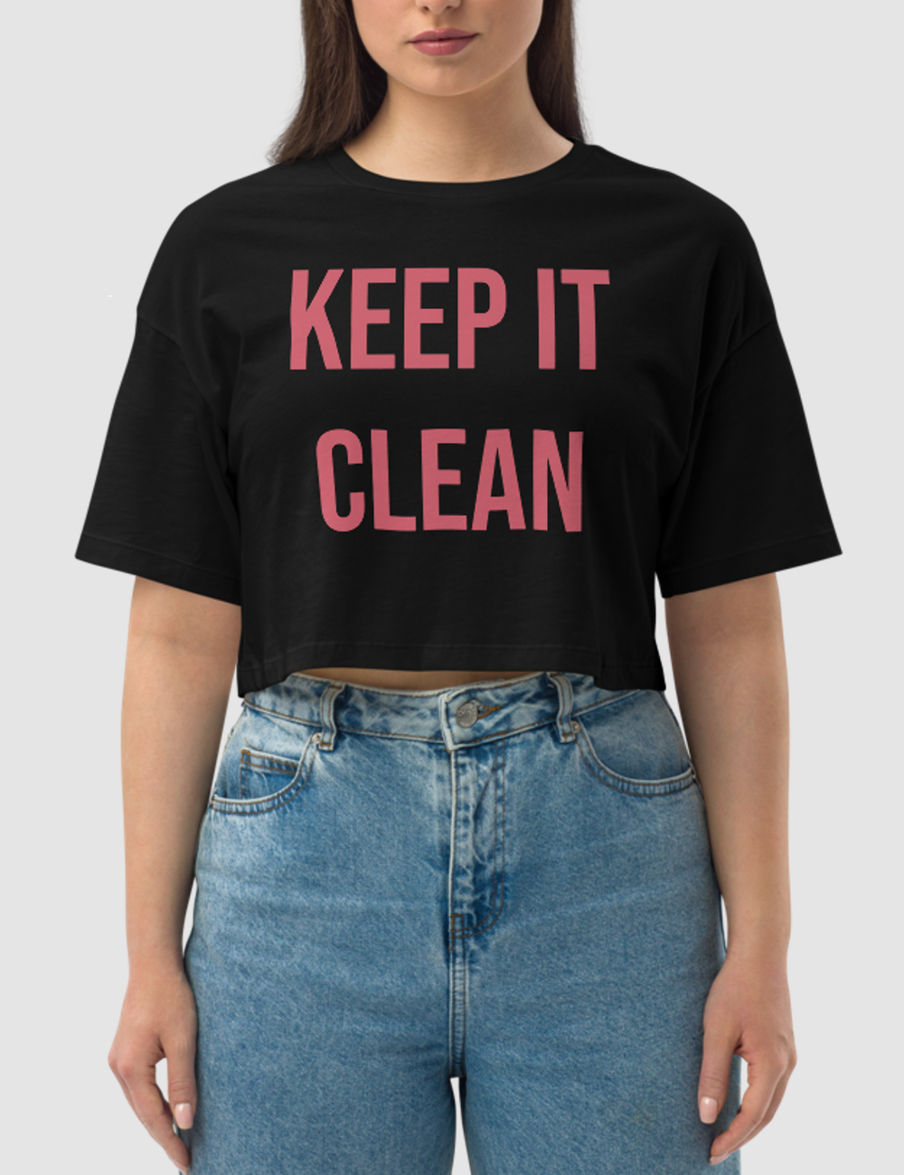 Keep It Clean | Women's Loose Fit Crop Top T-Shirt OniTakai