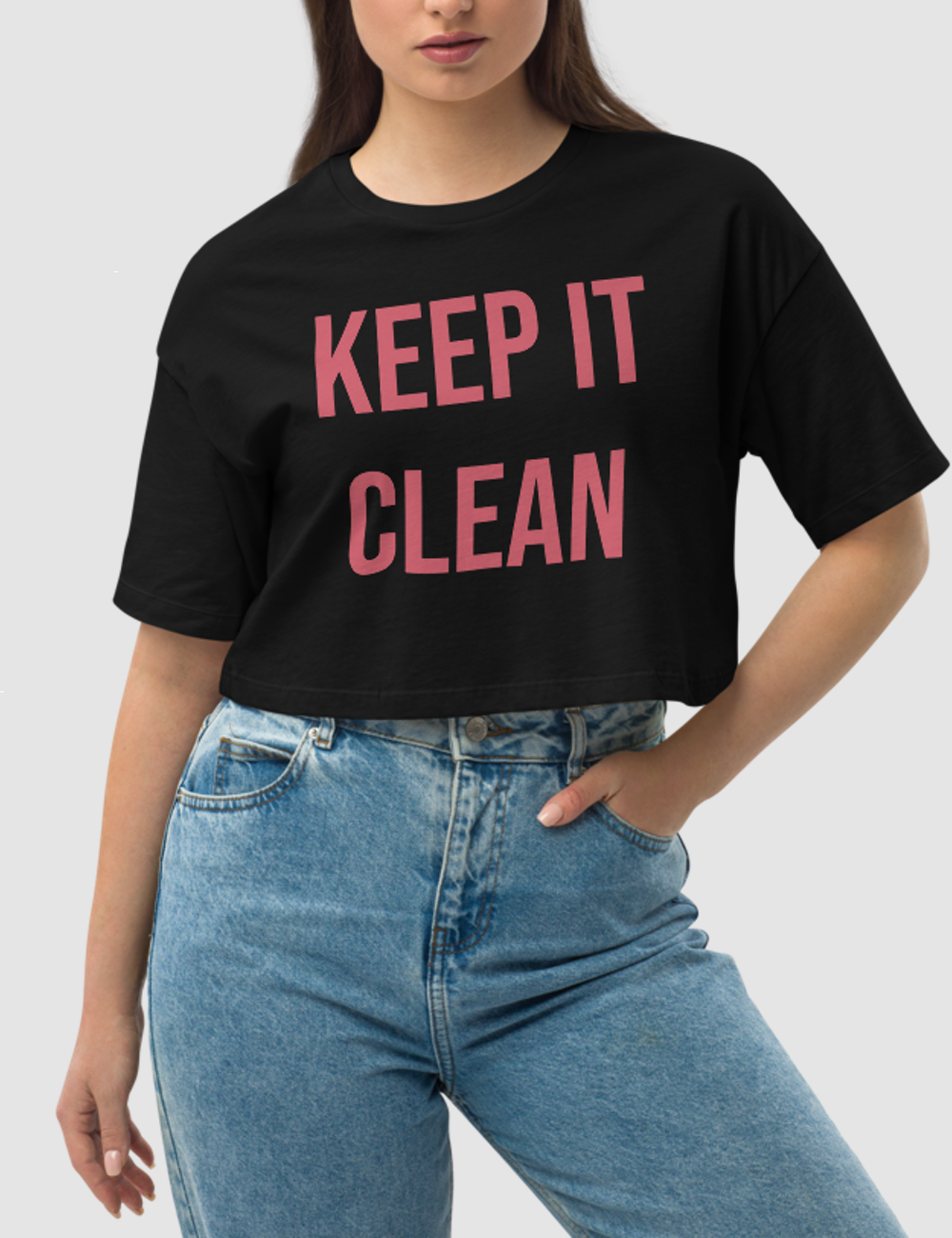Keep It Clean | Women's Loose Fit Crop Top T-Shirt OniTakai