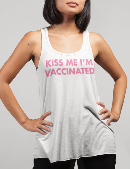 Kiss Me I'm Vaccinated | Women's Cut Racerback Tank Top OniTakai