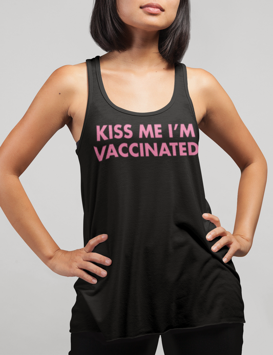 Kiss Me I'm Vaccinated | Women's Cut Racerback Tank Top OniTakai