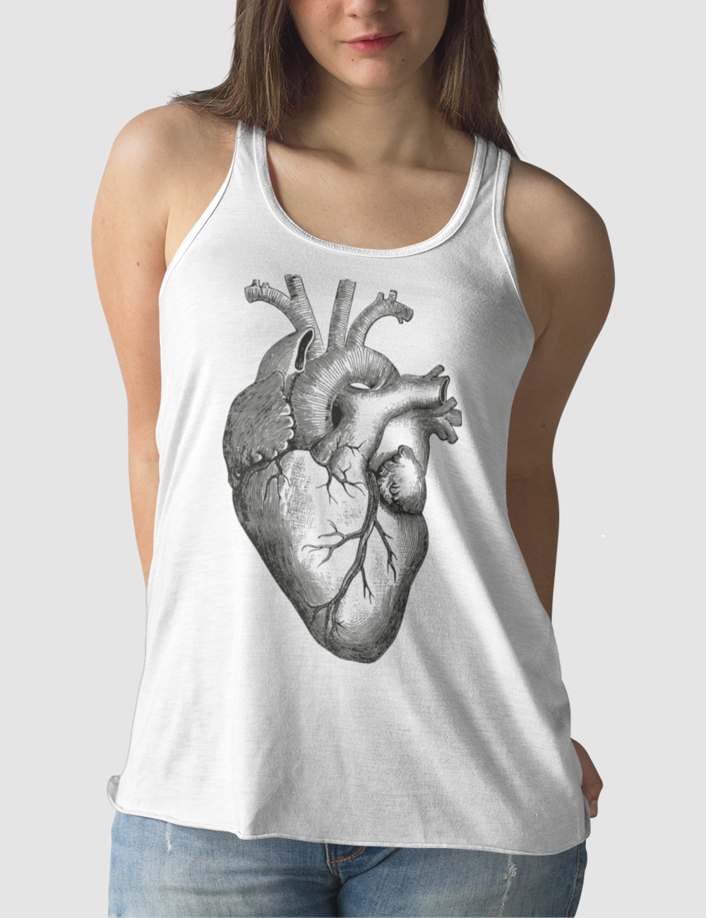 Large Anatomical Heart | Women's Cut Racerback Tank Top OniTakai