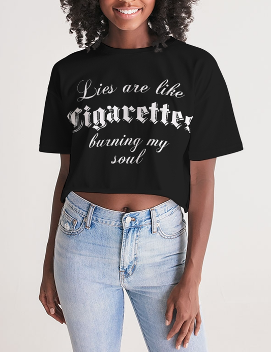 Lies Are Like Cigarettes Women's Oversized Crop Top T-Shirt OniTakai