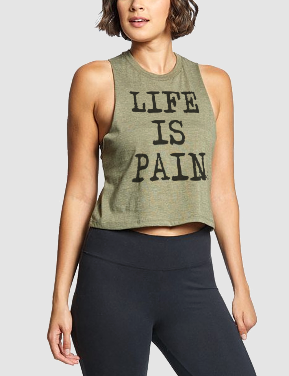 Life Is Pain Women's Sleeveless Racerback Cropped Tank Top OniTakai