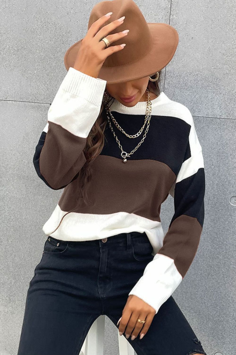 Longing For Fall Color Block Sweater OniTakai