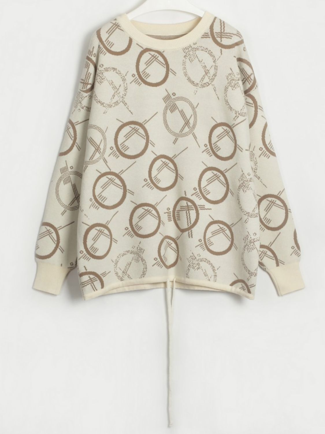 Malibu Dreams Miss Geo Patterned Drawstring Hem Sweater OniTakai