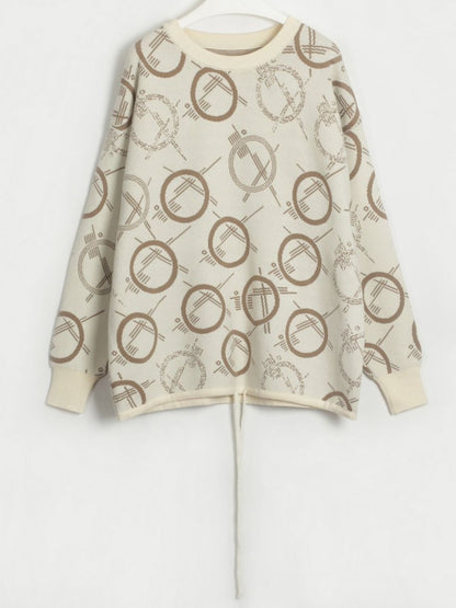 Malibu Dreams Miss Geo Patterned Drawstring Hem Sweater OniTakai