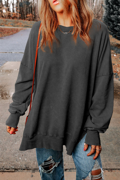 Malibu Dreams Round Neck Long Sleeve Dropped Shoulder Sweater OniTakai