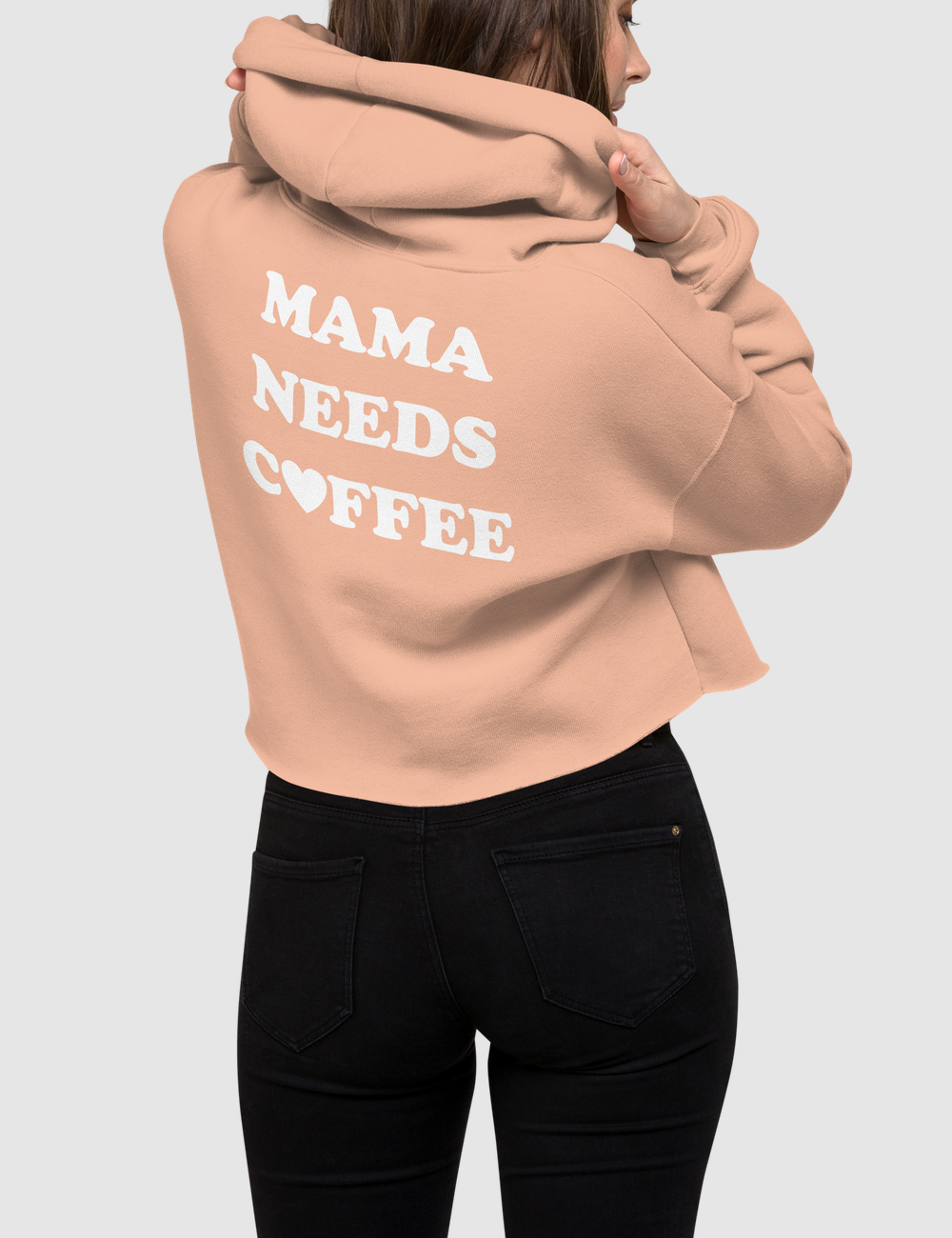 Mama Needs Coffee (Heart) | Back Print Crop Hoodie OniTakai