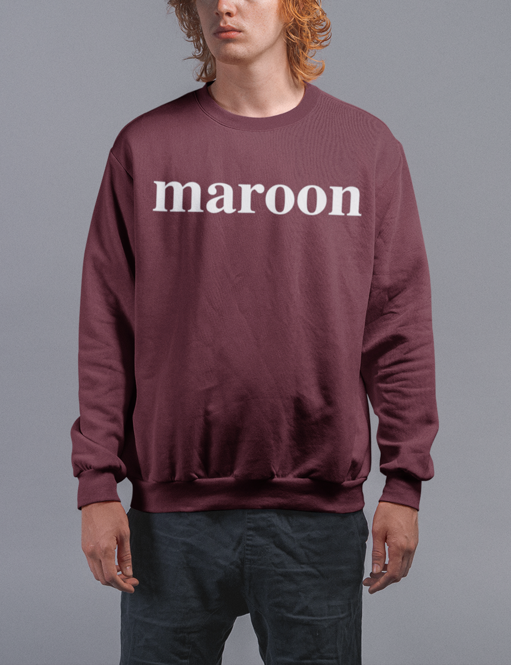 Maroon Men's Crewneck Sweatshirt OniTakai