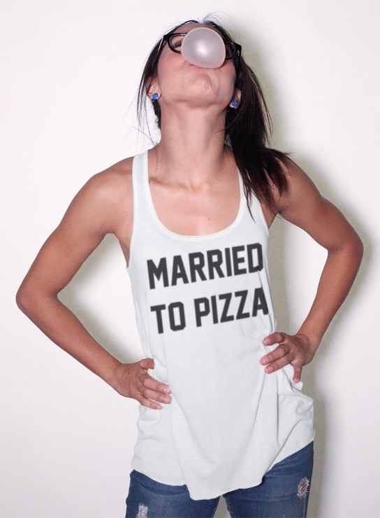 Married To Pizza Women's Cut Racerback Tank Top OniTakai