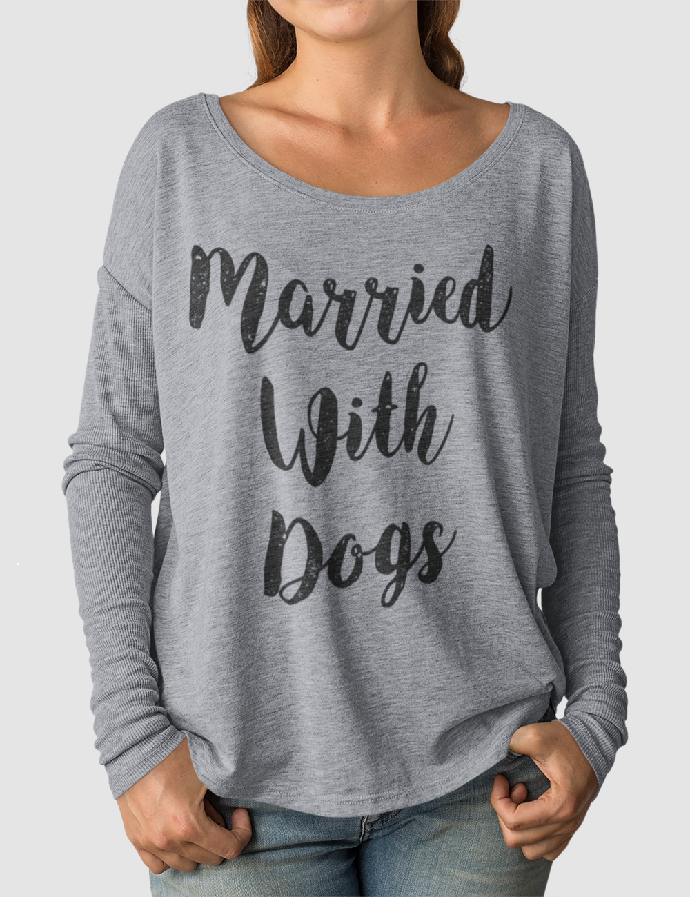 Married With Dogs | Women's Flowy Long Sleeve Shirt OniTakai