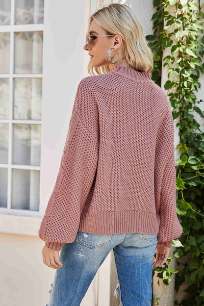 Maxine Mixed Knit Crewneck Drop Shoulder Sweater OniTakai