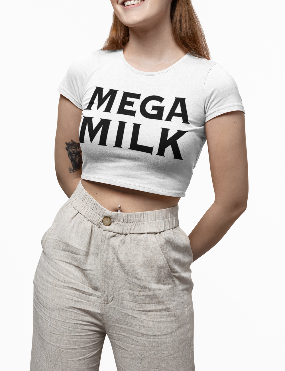 Mega Milk Women's Fitted Crop Top T-Shirt OniTakai