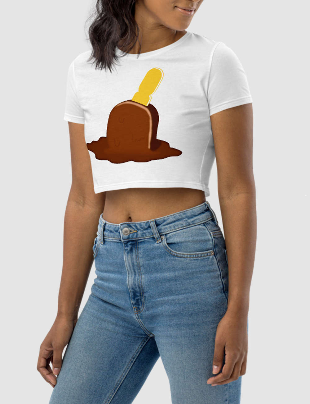 Melting Chocolate Popsicle Stick | Women's Crop Top T-Shirt OniTakai