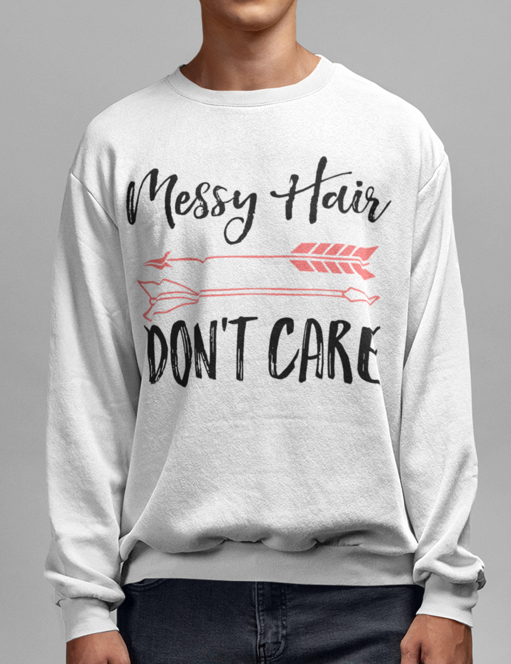 Messy Hair Don't Care (Boho Style) Crewneck Sweatshirt OniTakai