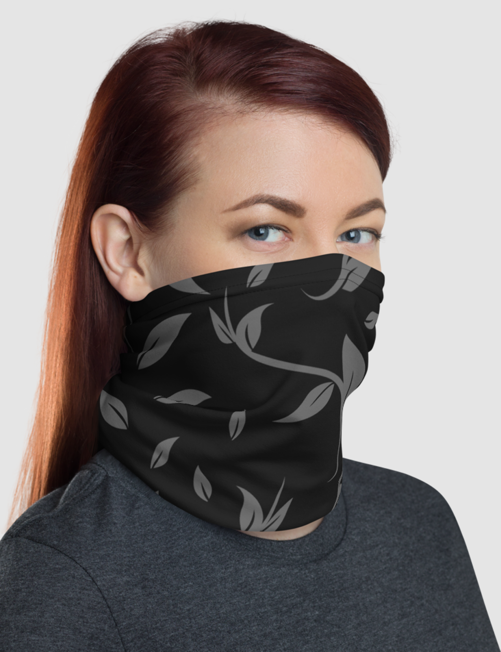 Minimal Dark Floral Print Pattern | Neck Gaiter Face Mask OniTakai