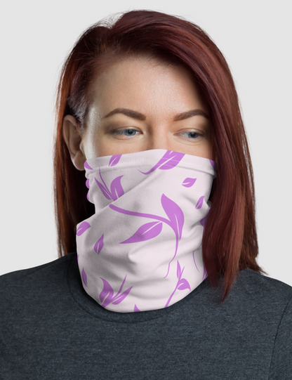 Minimal Light Pink And Purple Floral Print Pattern | Neck Gaiter Face Mask OniTakai