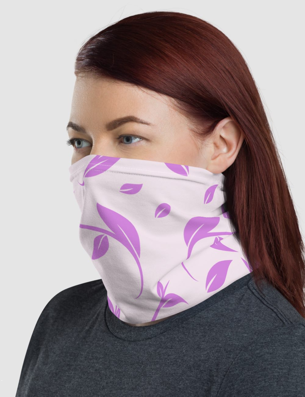 Minimal Light Pink And Purple Floral Print Pattern | Neck Gaiter Face Mask OniTakai