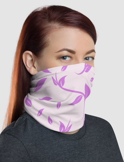 Minimal Light Pink And Purple Floral Print Pattern | Neck Gaiter Face Mask OniTakai